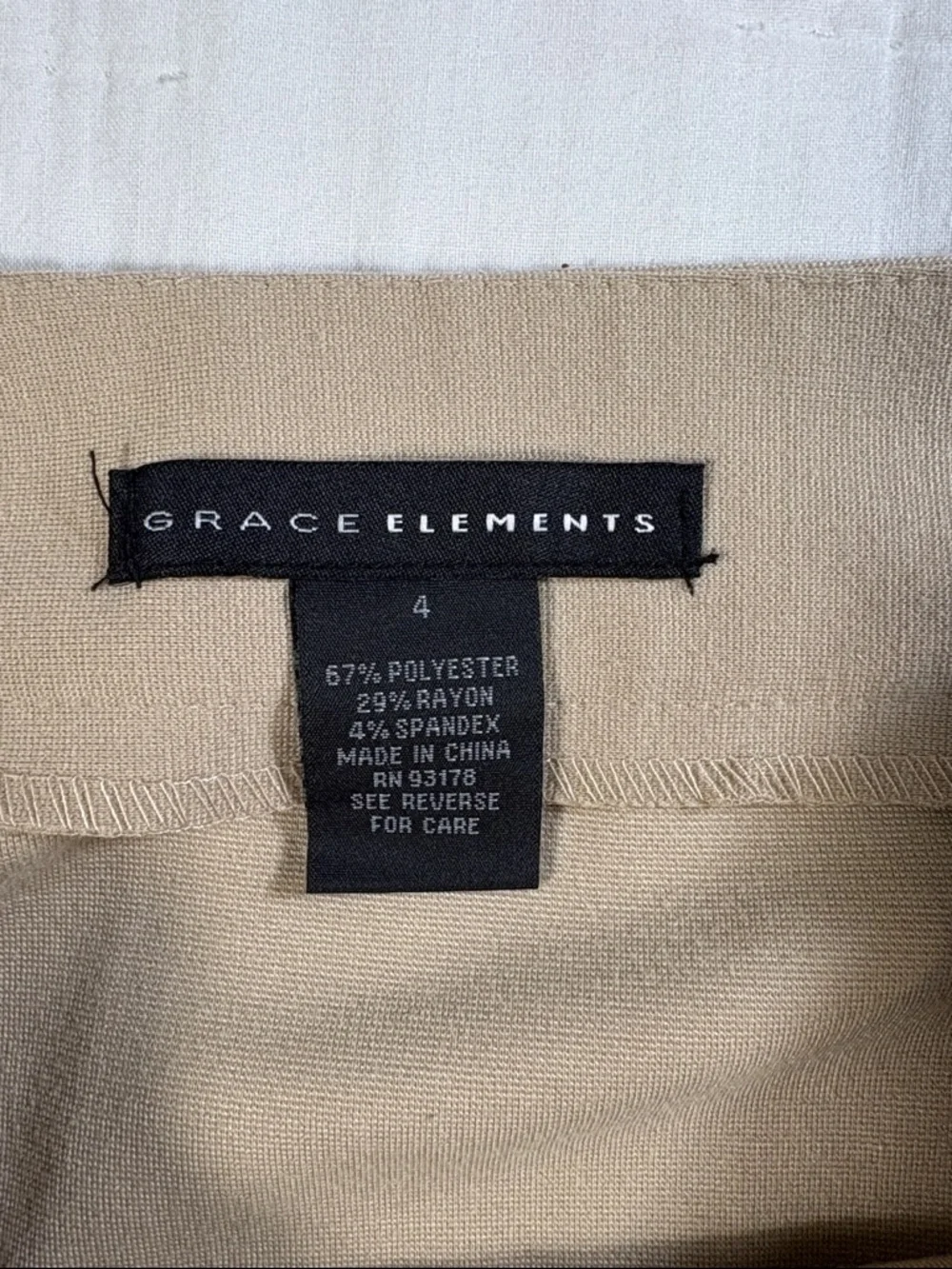 NWT Grace Elements‎ Tan Pencil Skirt High Waist Career Business Casual Women's 4